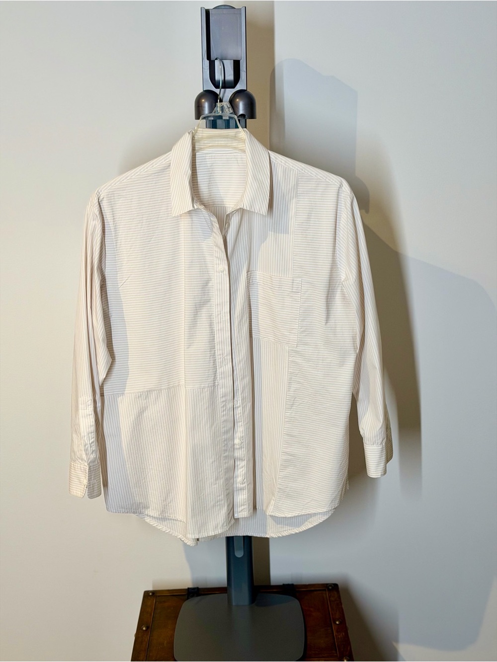 Men's Classic Cream Stripe Button-Up Shirt